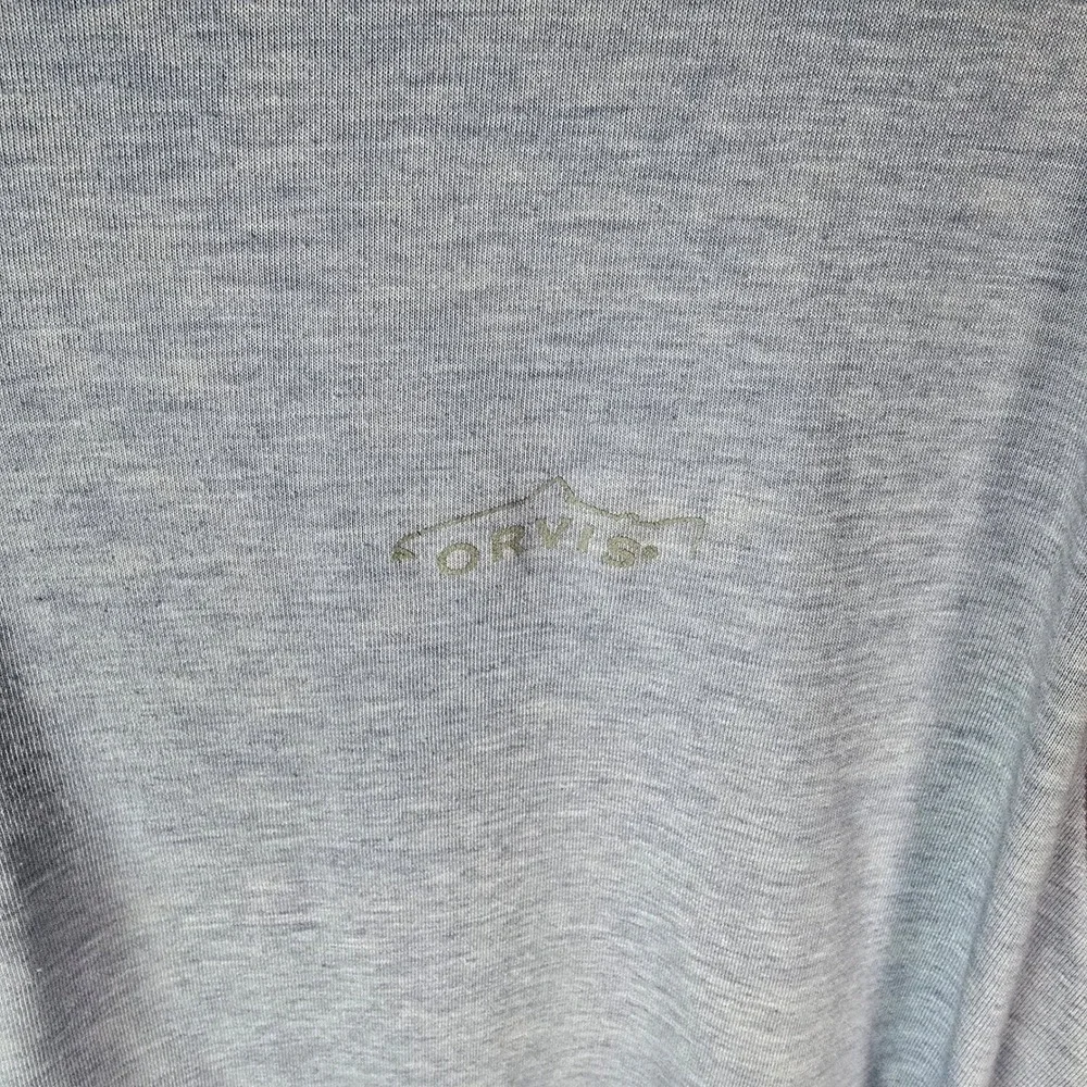 Orvis Trout Bum Mens XL Quarter Zip Pullover Light Blue Heather 1R47 Long Sleeve